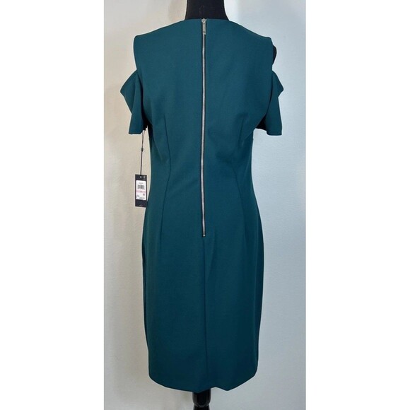 Tommy Hilfiger Dark Green Cold Shoulder Cocktail Sheath Dress Size 10 - Picture 2 of 13